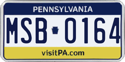 PA license plate MSB0164