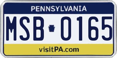 PA license plate MSB0165