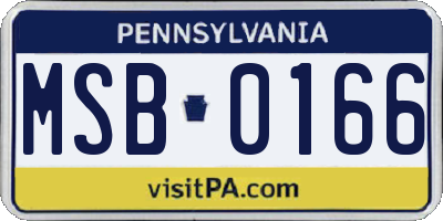PA license plate MSB0166