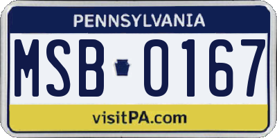 PA license plate MSB0167