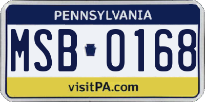 PA license plate MSB0168