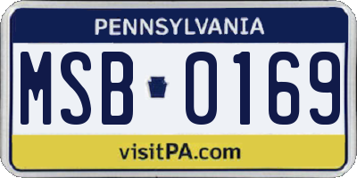 PA license plate MSB0169