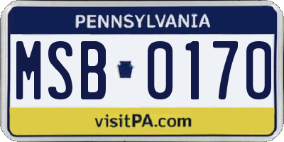 PA license plate MSB0170