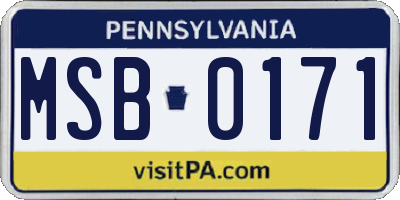 PA license plate MSB0171