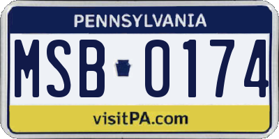 PA license plate MSB0174