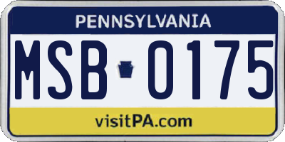 PA license plate MSB0175