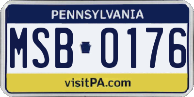 PA license plate MSB0176