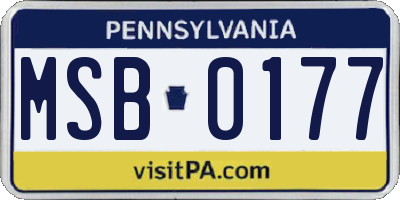 PA license plate MSB0177