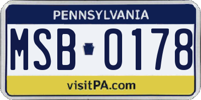 PA license plate MSB0178