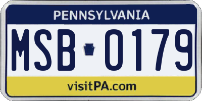 PA license plate MSB0179