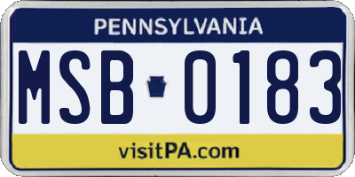 PA license plate MSB0183