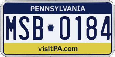 PA license plate MSB0184