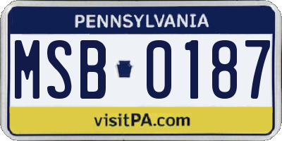 PA license plate MSB0187