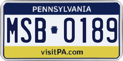 PA license plate MSB0189