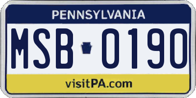 PA license plate MSB0190