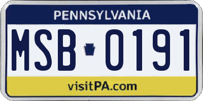 PA license plate MSB0191