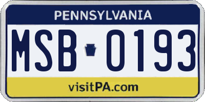PA license plate MSB0193