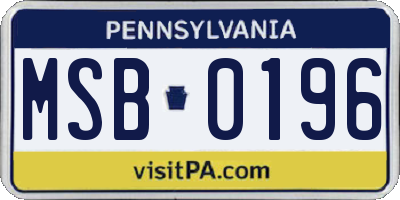 PA license plate MSB0196
