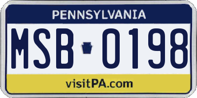PA license plate MSB0198