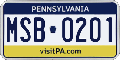PA license plate MSB0201