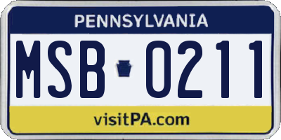 PA license plate MSB0211