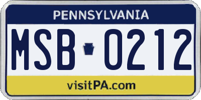 PA license plate MSB0212