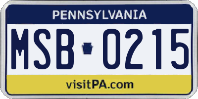 PA license plate MSB0215