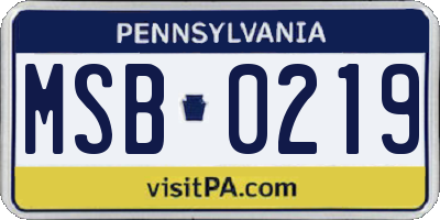 PA license plate MSB0219