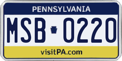 PA license plate MSB0220
