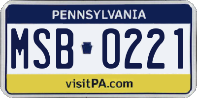 PA license plate MSB0221