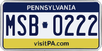 PA license plate MSB0222