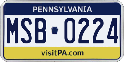PA license plate MSB0224