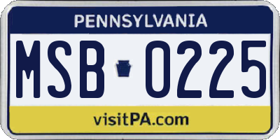 PA license plate MSB0225