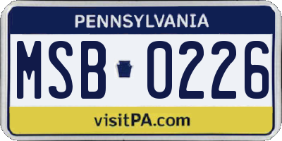 PA license plate MSB0226