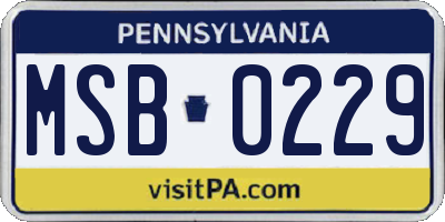 PA license plate MSB0229