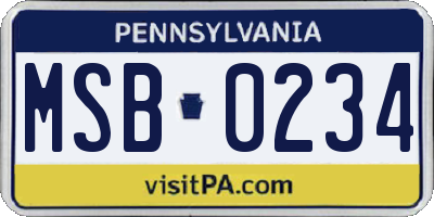 PA license plate MSB0234