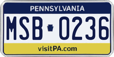 PA license plate MSB0236