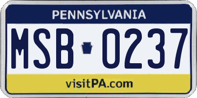 PA license plate MSB0237