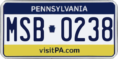 PA license plate MSB0238