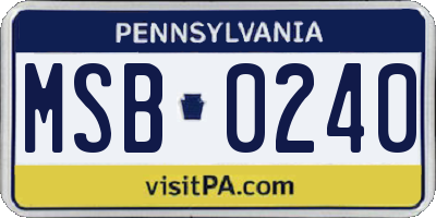 PA license plate MSB0240