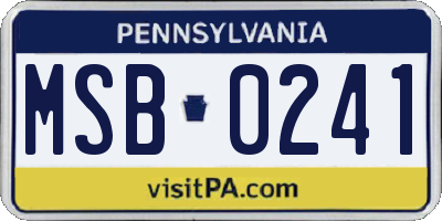 PA license plate MSB0241
