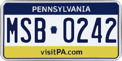 PA license plate MSB0242