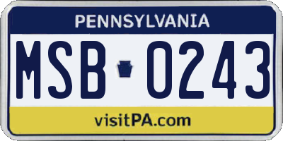 PA license plate MSB0243