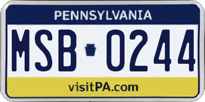 PA license plate MSB0244