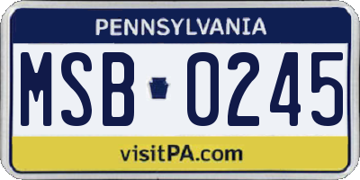 PA license plate MSB0245