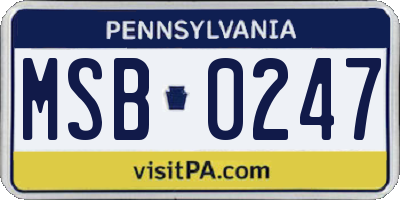 PA license plate MSB0247