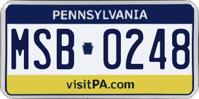 PA license plate MSB0248