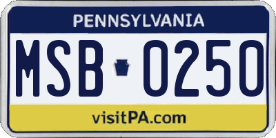 PA license plate MSB0250