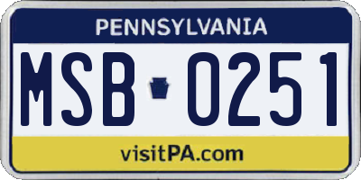 PA license plate MSB0251