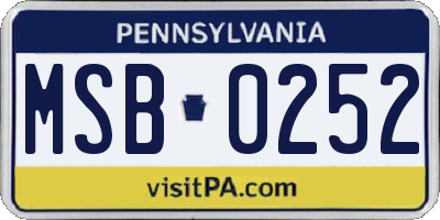 PA license plate MSB0252